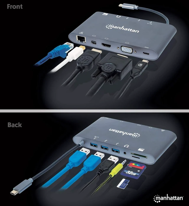 Alt view image 7 of 7 - Manhattan SuperSpeed USB-C to 7-in-1 Docking Station
