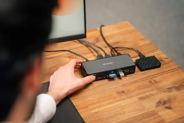 Alt view image 5 of 6 - Verbatim USB-C Pro Docking Station, 15-in-1 Hub, Multiport Adapter to HDMI 4K and 8K, USB-A and USB-C, PD 80W, AUX, Card Reader, for Mac/Windows Laptop and Co