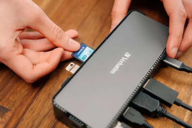 Alt view image 6 of 6 - Verbatim USB-C Pro Docking Station, 15-in-1 Hub, Multiport Adapter to HDMI 4K and 8K, USB-A and USB-C, PD 80W, AUX, Card Reader, for Mac/Windows Laptop and Co