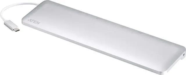 Alt view image 2 of 6 - ATEN UH3234 Docking Station USB-C Input to HDMI or DisplayPort, White, 4K Single or 1080P 2 Monitors, 10 Devices with 2m DisplayPort rev.1.4 Cable 2L-7D02DP Bundle