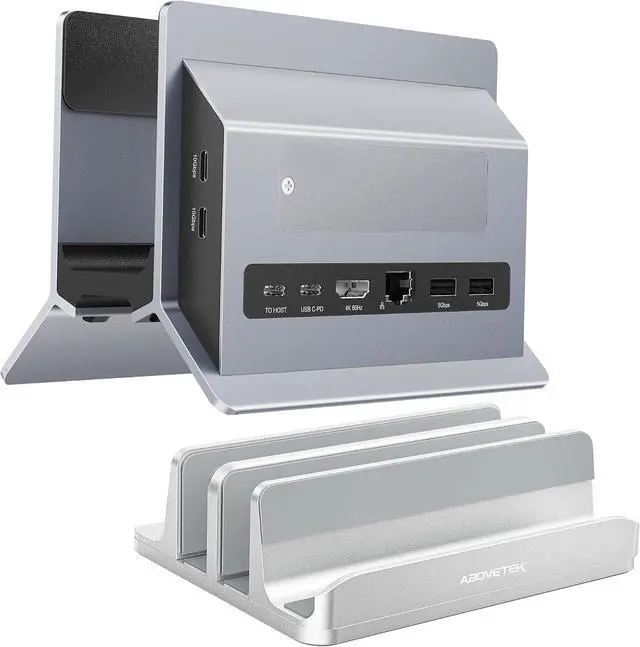 Main image of AboveTEK Vertical Laptop Stand & USB C Docking Station MacBook Docking Station with M.2 SSD Expansion