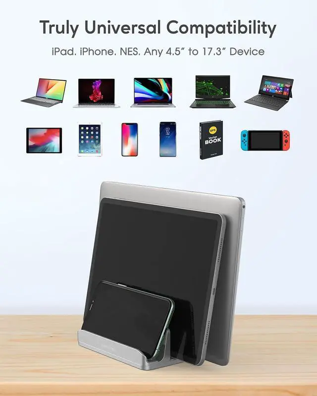 Alt view image 2 of 7 - AboveTEK Vertical Laptop Stand & USB C Docking Station MacBook Docking Station with M.2 SSD Expansion