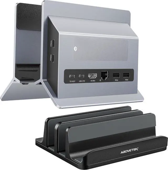 Main image of AboveTEK Vertical Laptop Stand, USB C Docking Station MacBook Docking Station with M.2 SSD Expansion