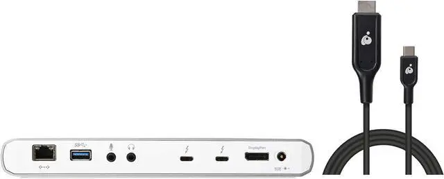 Alt view image 2 of 4 - IOGEAR GTD733KIT Thunderbolt 3 Dual 4K Docking Station with USB-C to HDMI Cable and 15W Charging/Power Pass-Through