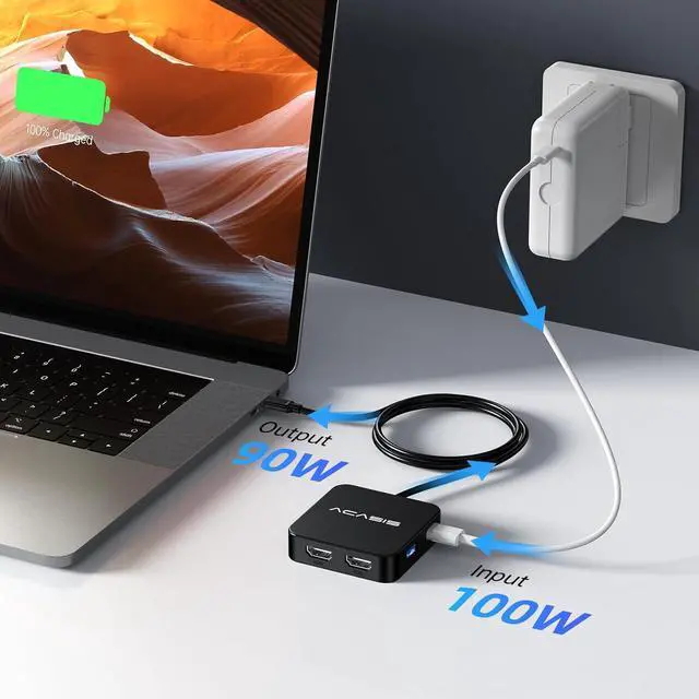 Alt view image 5 of 7 - ACASIS USB C Hub Dual HDMI 4K 60Hz, USB C to Dual HDMI Adapter with 100W PD Charging, 5Gbps Data Transfer, USB C Docking Station Dual Monitor Adapter for  XPS/MacBook/Surface/iPhone 15/Lenovo