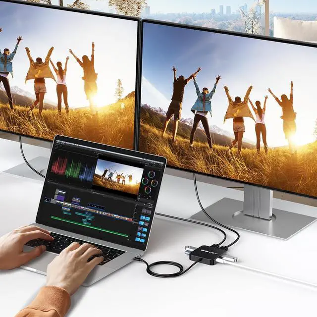 Alt view image 7 of 7 - ACASIS USB C Hub Dual HDMI 4K 60Hz, USB C to Dual HDMI Adapter with 100W PD Charging, 5Gbps Data Transfer, USB C Docking Station Dual Monitor Adapter for  XPS/MacBook/Surface/iPhone 15/Lenovo