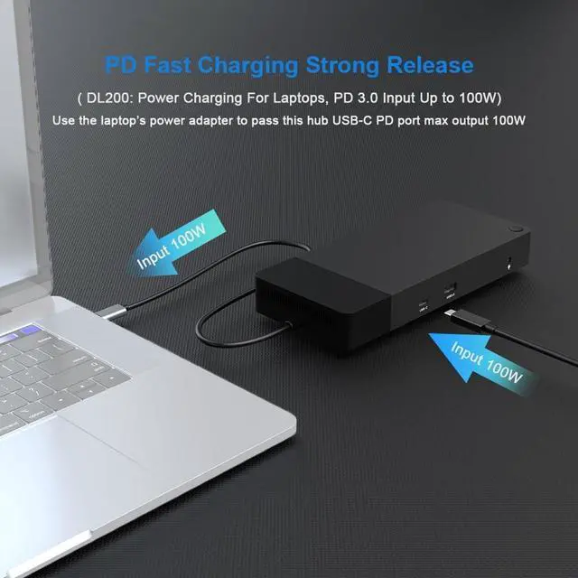 Alt view image 7 of 7 - JMT USB-C Docking Station DP 4K 60HZ Triple Display RJ45 Gigabit Ethernet Hub 3.5mm Audio Jack HUB Compatible with HDMI