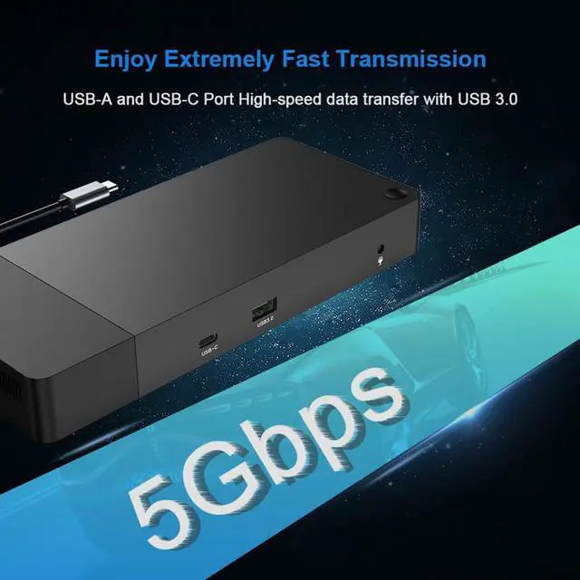Alt view image 6 of 7 - JMT USB-C Docking Station DP 4K 60HZ Triple Display RJ45 Gigabit Ethernet Hub 3.5mm Audio Jack HUB Compatible with HDMI