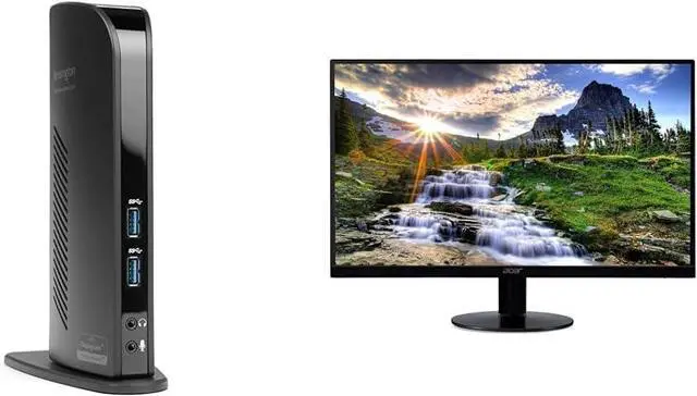 Main image of Kensington USB 3.0 Dual Display Docking Station for Windows, MacBooks, and Surface (K33972US) & Acer 21.5 Inch Full HD (1920 x 1080) IPS Ultra-Thin Zero Frame Computer Monitor (HDMI & VGA Port)