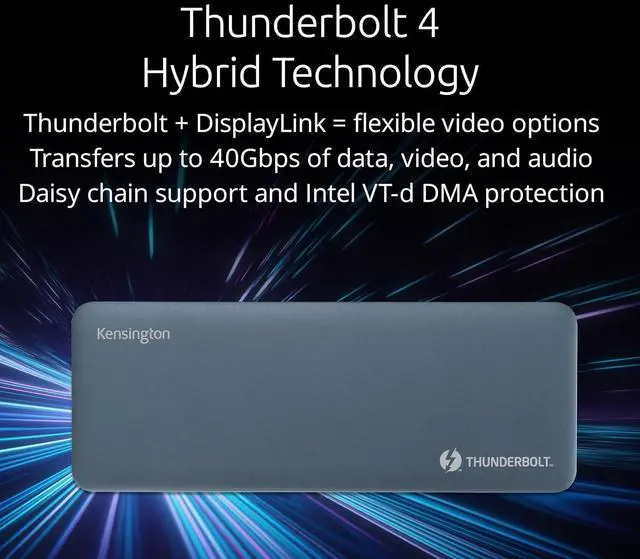 Alt view image 4 of 6 - Kensington SD5900T DisplayLink Docking Station Thunderbolt 4, Quad 4K for MacBook Pro/Air M1/M2/M3/M4 with Pro and Max Chipsets, 100W PD, HDMI/DP/TB4, SD/Micro SD Card Slots - Midnight Blue (K35232NA)