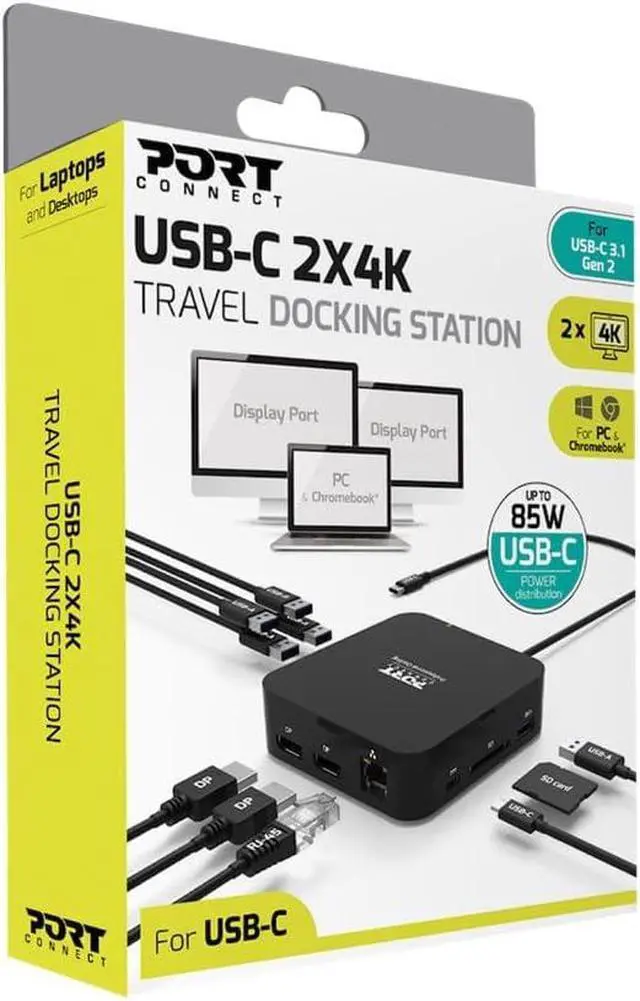 Alt view image 6 of 7 - Port Connect Type-C 2 x 4k Display Travel Docking Station. Supports PXE Boot, 85w Power Distribution and Allows Connection of up to 10 Different peripherals.