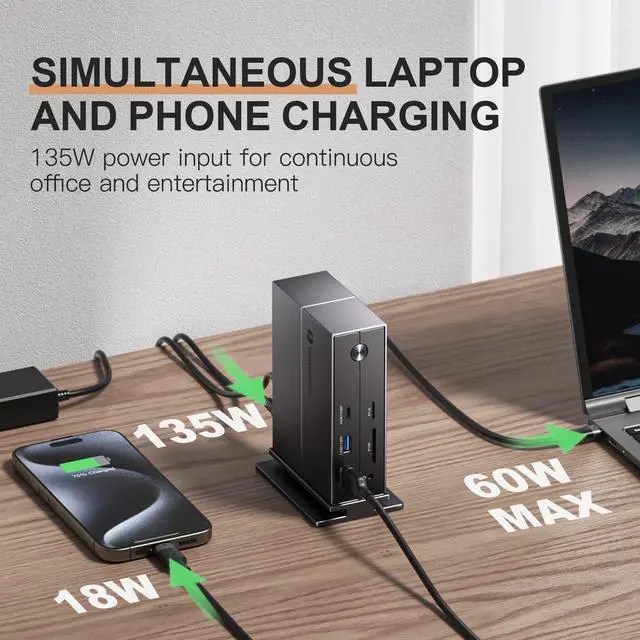 Alt view image 7 of 7 - VENTION 8K 14-in-1 Thunderbolt 4 Docking Station Triple Monitors with 135W Power Adapter 40Gbps USB-C Docking Station for MacBook Pro/Air, Thunderbolt 4/3 Windows PC (8K HDMI DP, 3xUSB 3.2, Ethernet)