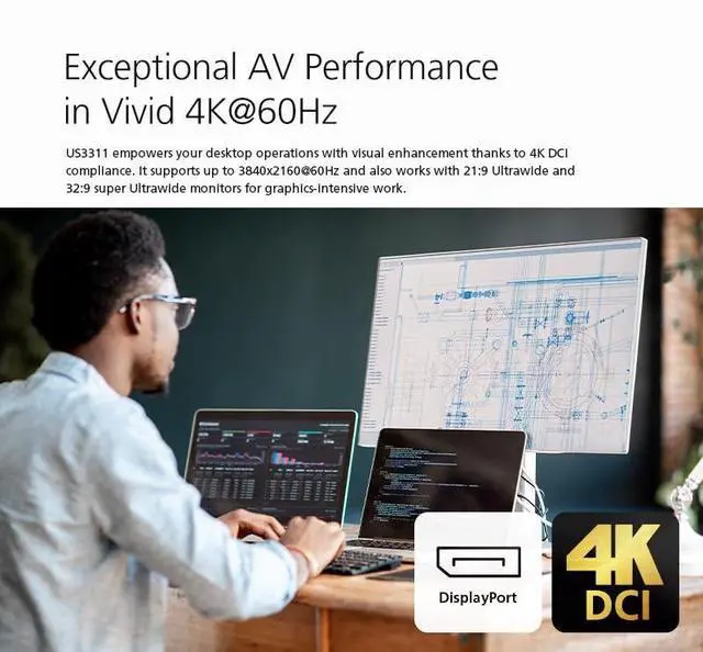 Alt view image 7 of 7 - ATEN US3311 2-Port USB-C KVM Switch 2 PC 1 Monitor DisplayPort Out - 8K / 4K - 144hz 120Hz 60Hz 4-Port USB 3.2 DP 1.4 PD 3.0 for Windows PC and Mac