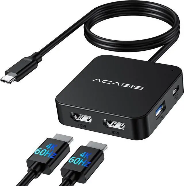 Main image of ACASIS USB C Hub Dual HDMI 4K 60Hz, USB C to Dual HDMI Adapter with 100W PD Charging, 5Gbps Data Transfer, USB C Docking Station Dual Monitor Adapter for  XPS/MacBook/Surface/iPhone 15/Lenovo