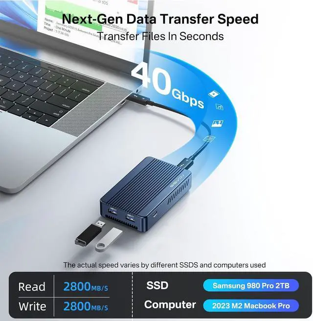 Alt view image 4 of 7 - ACASIS Mac Mini Dock Dual Monitor with 40Gbps M.2 NVMe SSD Enclosure & [Intel Certified Thunderbolt 4 Cable 6.6ft