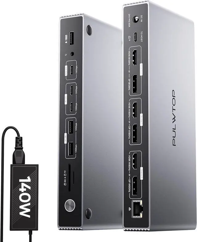 Main image of Displaylink Docking Station, PULWTOP USB C DisplayLink Dock Triple Displays for MacBook M1/M2/M3/M4 Windows, 8K/4K@60Hz Displaylink Dock with 3HDMI, 3 Display Port, PD 30W,USB A/C 10Gbps, Ethernet