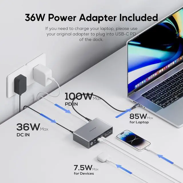 Alt view image 2 of 7 - Dual Monitor USB C Docking Station, USB C DisplayLink Docking Station for MacBook M1/M2/M3/M4, Windows, Dual Display Laptop Dock with 2 HDMI 2K@60Hz, USBC/B 5Gbps Data,RJ45
