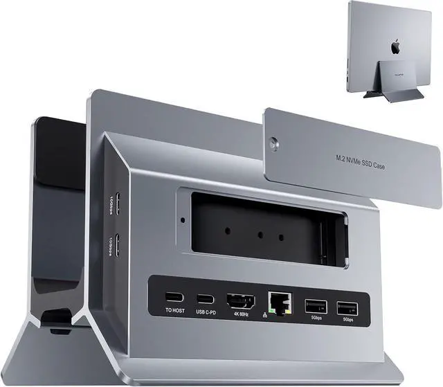 Main image of Vertical USB C Docking Station for MacBook Pro Air, Laptop Docking Station with M.2 SSD Expansion Slot, HDMI 4K, 4 USB A/C Max 10Gbps, RJ45, SD/TF, PD Dock for Full-Featured Type-C Laptops