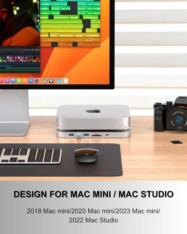 Alt view image 6 of 6 - GEWOKLIY Mac Mini Hub & Stand with SSD Enclosure for NVME/SATA M.2, Mac Mini Dock with USB C 10Gbps USB A/C Port, TF/SD Card Reader USB C Hub for Mac Mini M1/ M2 and Mac Studio | Accessories