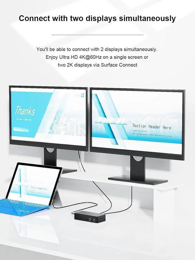 Alt view image 4 of 7 - Surface Pro Docking Station,Surface Dock with 90W Power Supply,Gigabit Ethernet,Mini DP*2,USB 3.0 * 4,Audio Compatible with Surface Pro 9/8/7/X/6/4/3,Surface Book,Surface Go,Surface Laptop/Laptop go