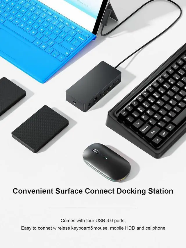 Alt view image 7 of 7 - Surface Pro Docking Station,Surface Dock with 90W Power Supply,Gigabit Ethernet,Mini DP*2,USB 3.0 * 4,Audio Compatible with Surface Pro 9/8/7/X/6/4/3,Surface Book,Surface Go,Surface Laptop/Laptop go