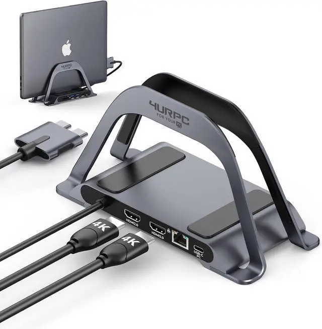 Main image of USB C Docking Station Dual Monitor 4K for MacBook Pro/Air, Laptop Docking Station Stand Dual HDMI for Mac, Laptop Dock with 2 HDMI Ports, PD3.0, Ethernet, 3USB, SD/TF, Audio