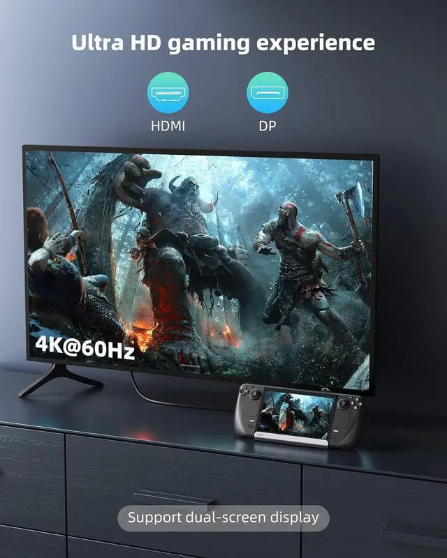 Alt view image 3 of 7 - M.2 Steam Deck Dock, Steam Deck Docking Station (7 in 1) with HDMI/DP 4K@60Hz, Gigabit Ethernet, 10Gbps USB 3.2, 100W USB C PD Charging, USB 2.0, Compatible with Valave Steam Deck & ROG Alloy