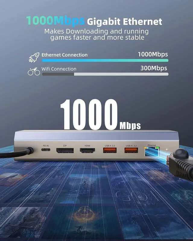 Alt view image 6 of 7 - M.2 Steam Deck Dock, Steam Deck Docking Station (7 in 1) with HDMI/DP 4K@60Hz, Gigabit Ethernet, 10Gbps USB 3.2, 100W USB C PD Charging, USB 2.0, Compatible with Valave Steam Deck & ROG Alloy