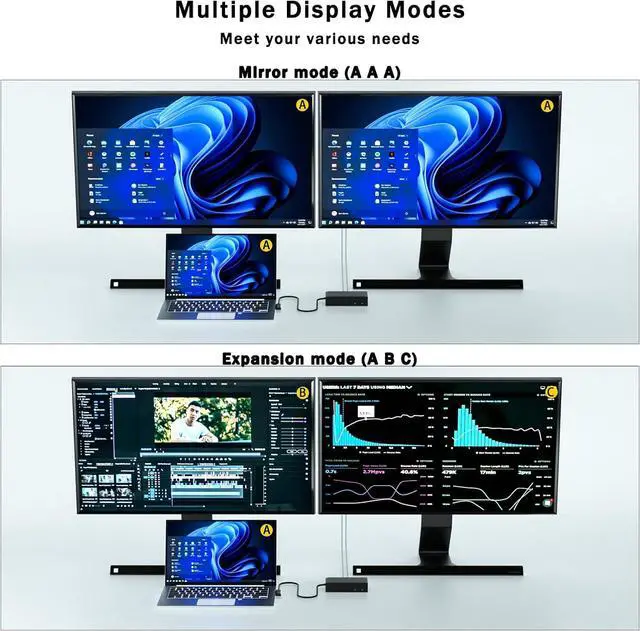 Alt view image 4 of 7 - New Surface Dock 2 with 199W Power Supply, Compatible with Surface Laptop Studio 2/Studio/7/6/5/4/3/2+/2/1,Surface Pro 12/11/10/9/8/7+/7/X/6/5, Laptop Go 3/2/1,Surface Go 4/3/2/1,Surface Book 2