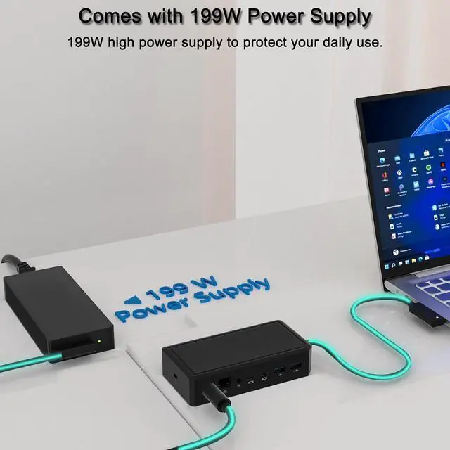 Alt view image 5 of 7 - New Surface Dock 2 with 199W Power Supply, Compatible with Surface Laptop Studio 2/Studio/7/6/5/4/3/2+/2/1,Surface Pro 12/11/10/9/8/7+/7/X/6/5, Laptop Go 3/2/1,Surface Go 4/3/2/1,Surface Book 2