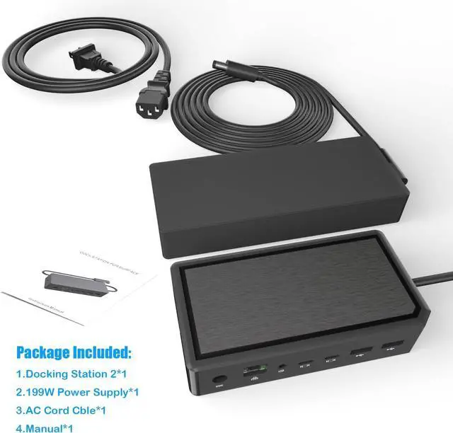 Alt view image 7 of 7 - New Surface Dock 2 with 199W Power Supply, Compatible with Surface Laptop Studio 2/Studio/7/6/5/4/3/2+/2/1,Surface Pro 12/11/10/9/8/7+/7/X/6/5, Laptop Go 3/2/1,Surface Go 4/3/2/1,Surface Book 2