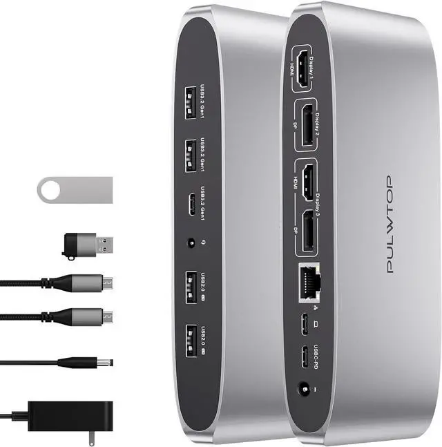 Main image of Displaylink Docking Station, Triple Display DisplayLink Dock for MacBook M1/M2/M3 Windows, 4K@60Hz Laptop Docking Station with 2 HDMI, 2 Display Port, PD, USB C Data, 4 USBA, Ethernet, Audio