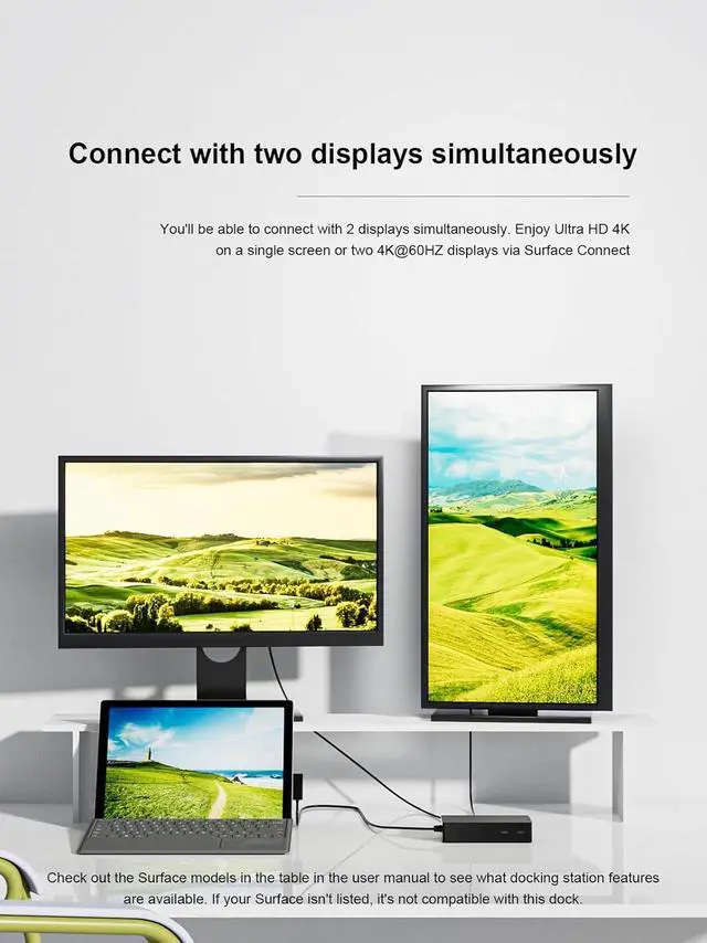 Alt view image 3 of 7 - Surface Dock 2,Surface Docking Station 2 with 199W Power Supply,Type-C 4K Display Port*2,USBA*2/Type C*2 Data Transmission,1G Ethernet,Audio Compatible with Surface Laptop,Go,Pro 11/10,Book 3/2