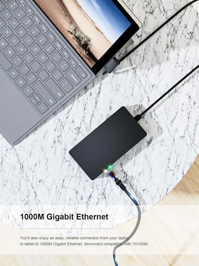 Alt view image 6 of 7 - Surface Dock 2,Surface Docking Station 2 with 199W Power Supply,Type-C 4K Display Port*2,USBA*2/Type C*2 Data Transmission,1G Ethernet,Audio Compatible with Surface Laptop,Go,Pro 11/10,Book 3/2