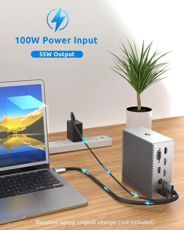 Alt view image 5 of 7 - 16 in 2 Docking Station, USB C Hub- Dual 4K HDMI, 6 USB, VGA, RJ45, SD/TF Card Reader - Triple Display for MacOS with Thunderbolt 3 (Not for M1)