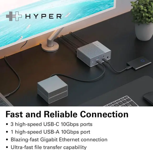 Alt view image 5 of 7 - HyperDrive USB-C & Thunderbolt 4 GEN2 12-in-1 Docking Station, 100W PD for MacBook Pro/Air, iPad, PC, 4K USB C Triple Display, 10Gbps, Gigabit Ethernet
