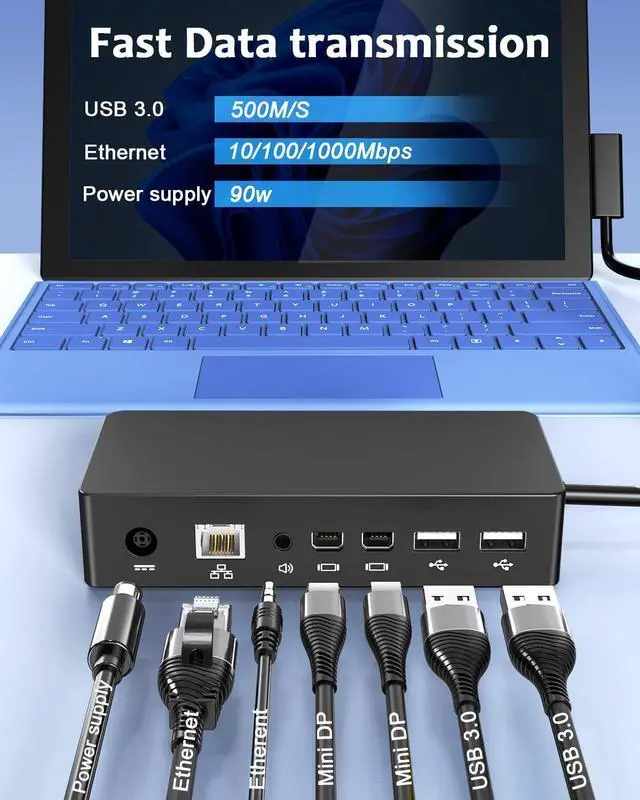 Alt view image 5 of 7 - Surface Dock,Surface Pro Docking Station with 90W Power Supply,Ethernet,Mini DP*2,USB 3.0 * 4,Audio for Surface Pro 9/8/X/7/6/5/4/3, Surface Laptop go/5/4/3/2/1, Surface Book 3/2/1