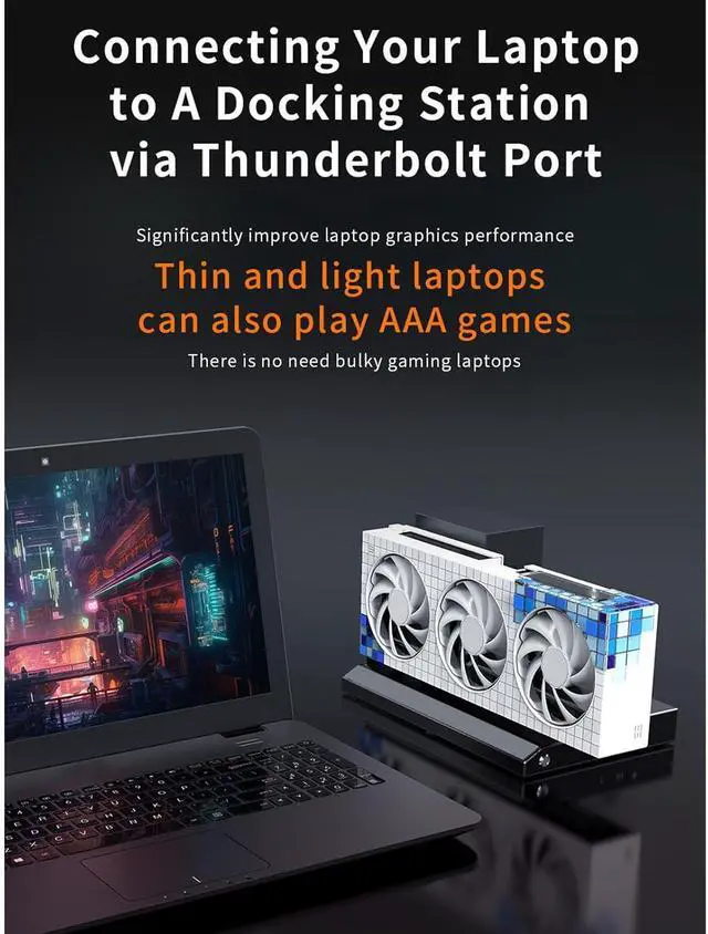Alt view image 3 of 7 - GPU Enclosure for Thunderbolt 3, USB4.0 40Gbps External GPU Dock Station, M.2 Nvme SSD 1000Mbps RJ45 Laptop External GPU Dock Station for OS X 10.13.4 and Later