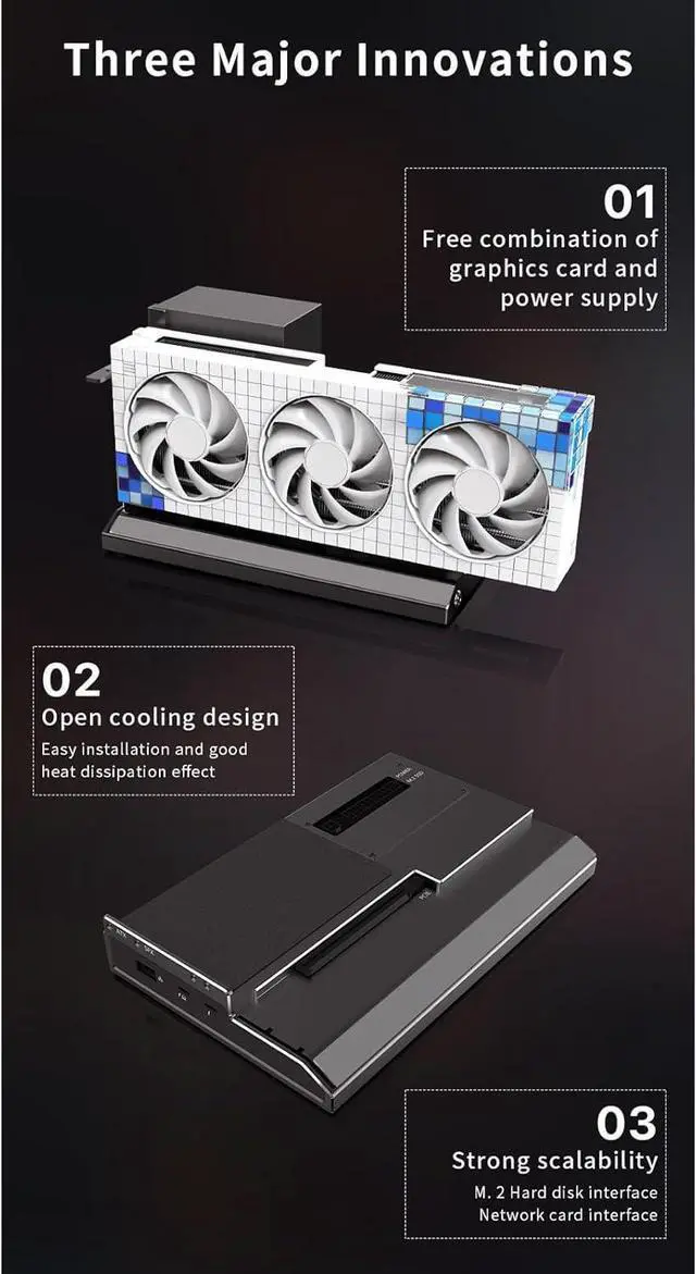 Alt view image 7 of 7 - GPU Enclosure for Thunderbolt 3, USB4.0 40Gbps External GPU Dock Station, M.2 Nvme SSD 1000Mbps RJ45 Laptop External GPU Dock Station for OS X 10.13.4 and Later