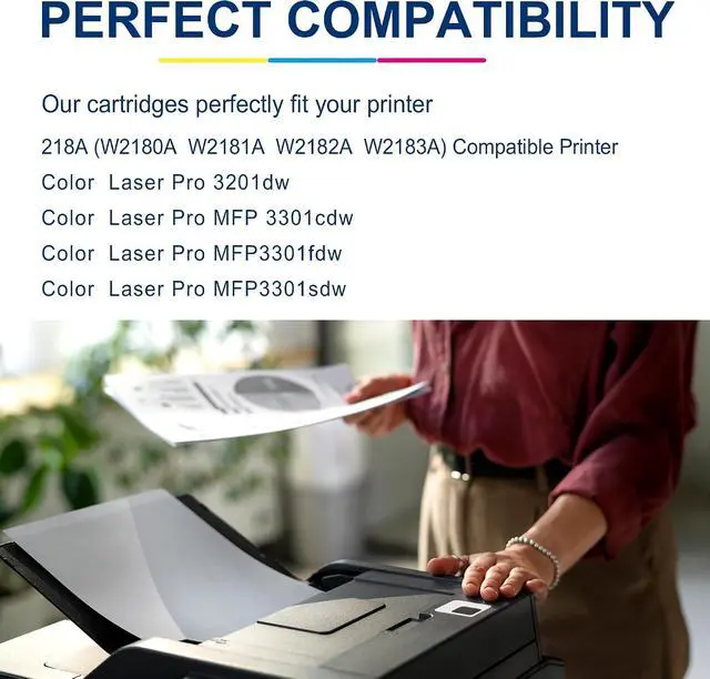 Alt view image 2 of 7 - 218A Toner Cartridges - 4 Pack Replacement for HP 218A 3301fdw 3301sdw 3301