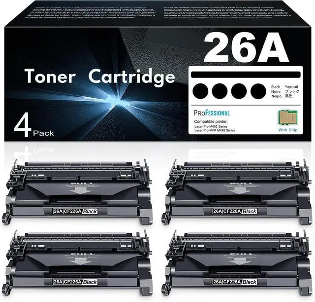 Main image of Ennovor 26A Toner Cartridge Black 4-Pack Replacement for HP 26A CF226A Toner Cartridge Works with Laser Pro MFP M426m M426dw M426fdn M426fdw M427dw Series Printer (with Chip)
