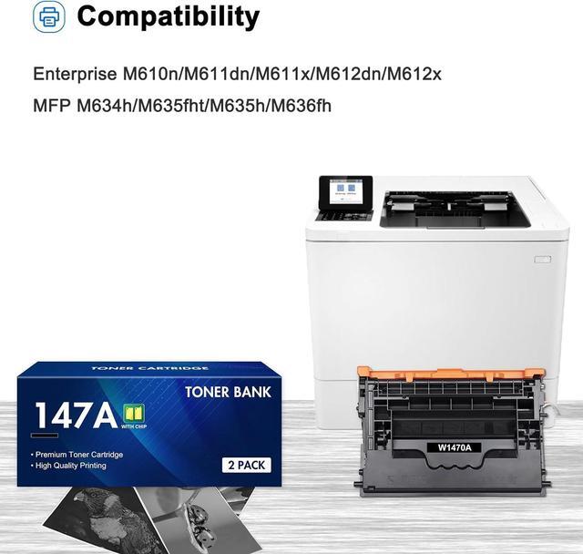 Alt view image 2 of 6 - 147A Black Toner Cartridge Compatible Toner Cartridge Replacement for HP 147A W1470A 147X W1470X for Enterprise M610n M611dn M611x M612dn M612x MFP M634h M635fht M635h M636fh Printer Ink (2-Pack)