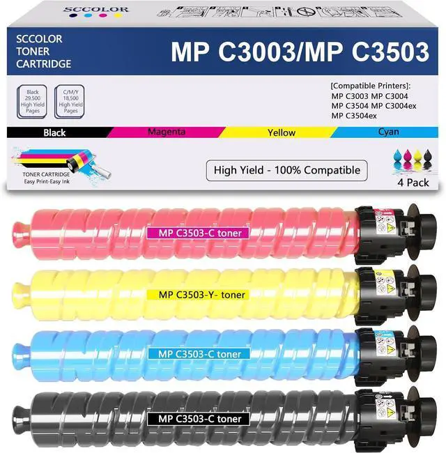 Main image of MP C3503 MP C3003 Toner Cartridge Compatible 841813 841814 841815 841816 Black Cyan Yellow Magenta Toner Cartridge Replacement for Ricoh Lanier Savin MP C3003 MP C3503 MP C3004 MP C3504 Printer