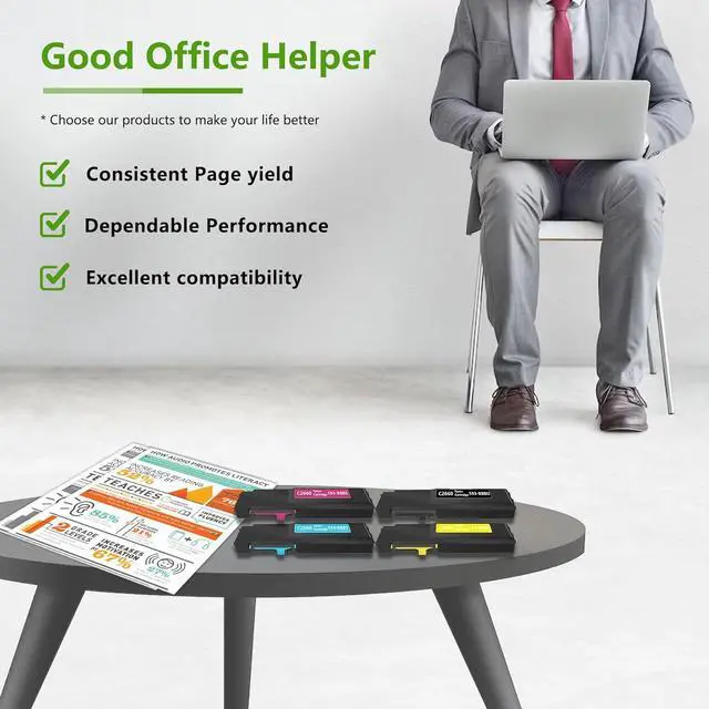 Alt view image 6 of 6 - C2660 C2665 Toner Cartridge High-Yield Replacement for Dell C2660 593-BBBU 593-BBBT 593-BBBS 593-BBBR for C2660 C2660dn C2665dnf Printer (4 Pack 1BK/1C/1M/1Y)