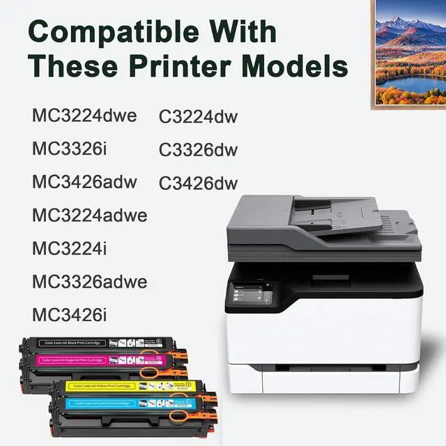 Alt view image 2 of 7 - Ennovor MC3224 Toner Cartridge Black/Cyan/Magenta/Yellow C3210C0 C3210K0 C3210M0 C3210Y0 High Yield Toner Cartridges C3224 Replacement for Lexmark C3224 C3326 MC3224 MC3326 Printer,C-3500 Pages