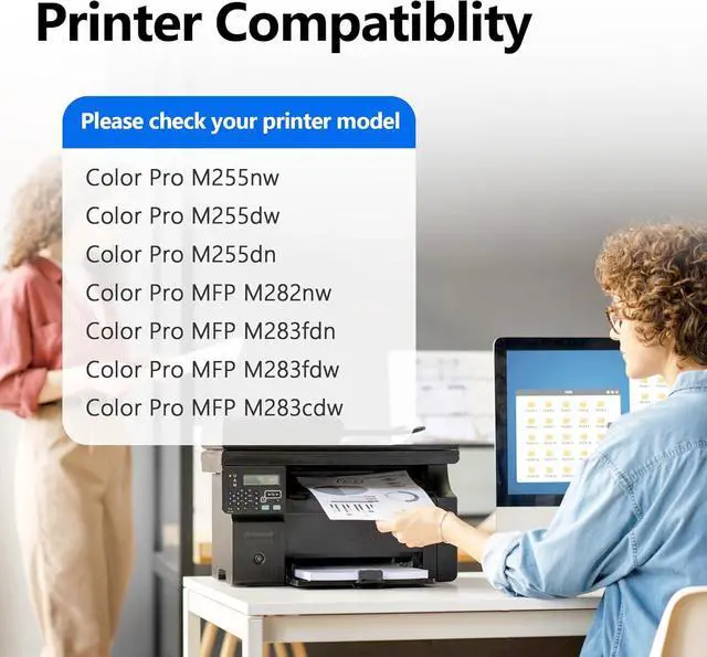 Alt view image 2 of 7 - 206A Black Toner Cartridges 2 Pack (Fast Delivery) : Replacement for HP 206A 206X for Color Laserjet Pro MFP M283fdw M283cdw M283fdn Pro M255dw M255nw M255dn Printer | W2110A W2110X Black Ink