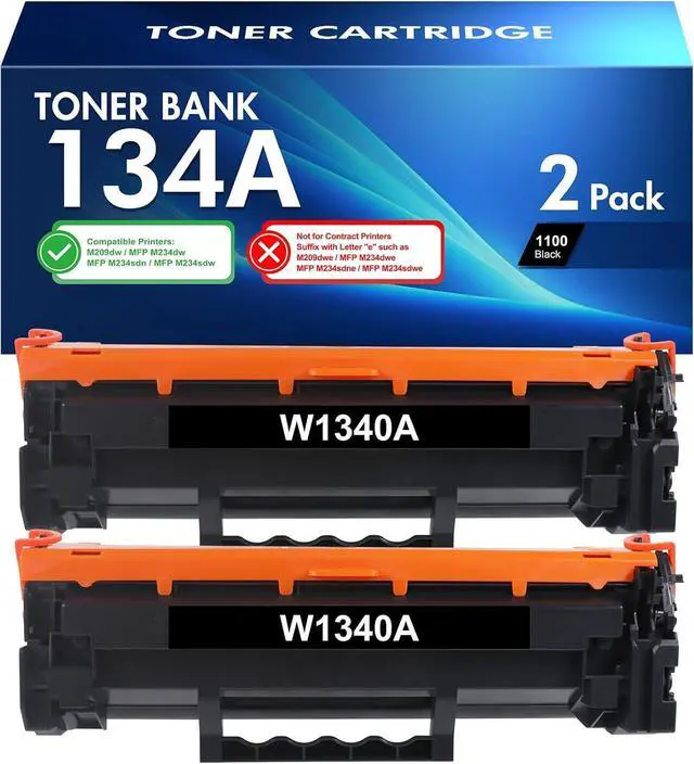 Main image of Ennovor 134A Black Toner Cartridge 2-Pack: Compatible Replacement for HP 134A 134X W1340A W1340X Toner Cartridge for HP Laserjet M209dw MFP M234dw M234sdn M234sdw Printer Ink (No Chip, 2 Pack)