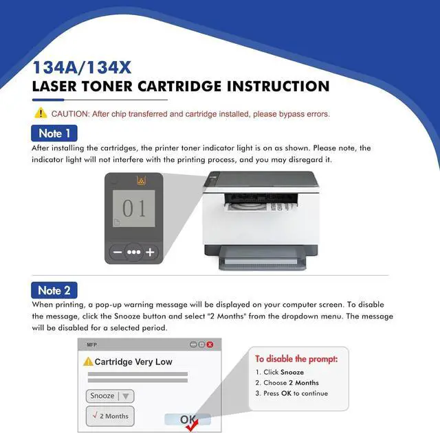 Alt view image 5 of 7 - Ennovor 134A Black Toner Cartridge 2-Pack: Compatible Replacement for HP 134A 134X W1340A W1340X Toner Cartridge for HP Laserjet M209dw MFP M234dw M234sdn M234sdw Printer Ink (No Chip, 2 Pack)