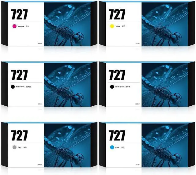 Main image of 727 Ink Cartridges 300ml High Yield 6Pack Upgrade Replacement, Compatible with HP DesignJet T2530 T1530 T920 T930 T1500 T2500 (Matte Black/Photo Black/Cyan/Yellow/Gray/Magenta)
