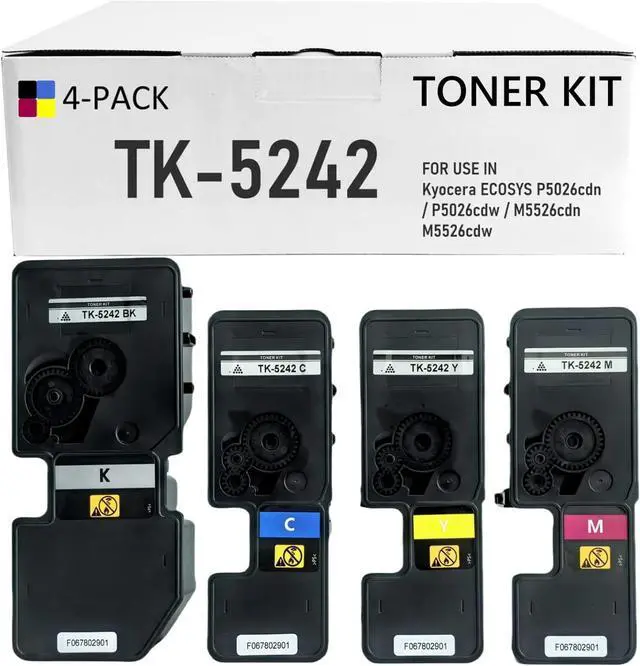 Main image of Ennovor TK5242 Compatible kyocera m5526cdw Toner for Kyocera ECOSYS M5526cdw, ECOSYS P5026cdw, M5526cdn, P5026cdn Toner (Compatible Kyocera TK-5242 TK5242K TK5242C TK5242M TK5242Y, 4 Pack, BK/C/M/Y)